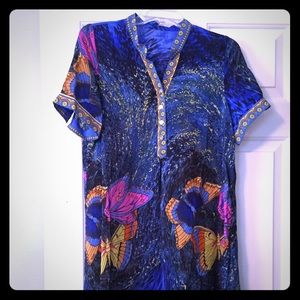 Blue printed swing mini dress